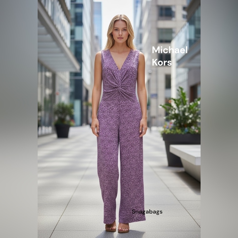 MICHAEL KORS ONE PIECE JUMP SUIT PINK NAVY FLORAL SLEEVELESS SMALL - Picture 2 of 6